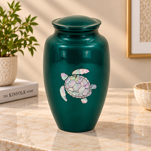 Urne commémorative en métal violet de qualité supérieure avec incrustation dorée de la carte de la Floride, bande décorative en laurier et finition brillante raffinée - Product Image 3