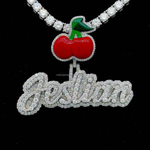 Fruit Bail diamant pendentif argent massif glacé diamant Logo Bail nuit lueur dans l'obscurité émail nom personnalisé diamant pendentif - Product Image 4