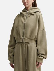 Ensemble de survêtement vert olive à capuche pour femme, manches longues, fermeture éclair sur le devant, coupe ample, pantalon de jogging décontracté pour l'automne - Product Image 2