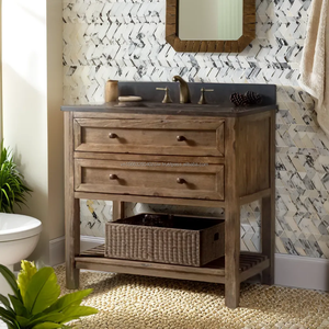 Modern 36-Inch Brown Eco-Friendly Premium Bathroom Vanity Combo with Sink and <b>Cabinet</b> - Product Image 1