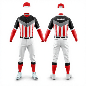 Ensemble uniforme de baseball pour homme, vert rayé, manches courtes, impression sublimée, nom et numéro personnalisés, 100 % polyester, anti-humidité - Product Image 1