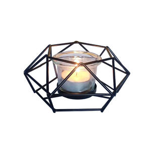 Candelabro de hierro y acero para el hogar, portavelas de metal con forma geométrica, resistente al calor, decoración para el hogar, soporte de metal para velas - Product Image 2