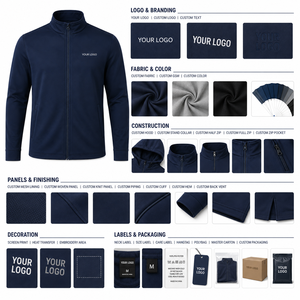 Men's <b>Navy</b> <b>Blue</b> <b>Fleece</b> <b>Jacket</b> Full Zip Stand Collar Casual Wear Regular Fit 100% Polyester Breathable Autumn Outwear - Product Image 5