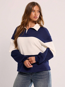 Sweat-shirts à demi-zip à manches longues pour femmes, style automne, coupe oversize, collection Queen, vêtements et tenues - Product Image 3