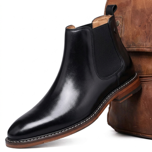 รองเท้าบูทคาวบอยทรงเหลี่ยมสำหรับผู้ชาย พื้นยางนุ่มกันลื่น สไตล์ลำลองย้อนยุค - Product Image 2