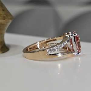 Sparkly Lab Grown Fancy Pink 2.01CT Radiant Cut <b>Ring</b> For Women's 14K Solid Gold Anniversary Promise Gift For Lovers - Product Image 3