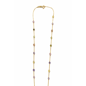 Collar de Moda Revalia Chapado en Oro Amarillo de 18K con Piedras Preciosas Multicolores de 18CTW, Collar Minimalista para Mujer con Cadena de Cuentas Coloridas - Product Image 3