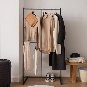 Minimalist Standing Metal Clothing <b>Rack</b> With Height Adjustable Design For Wardrobe Storage Holders - Product Image 1