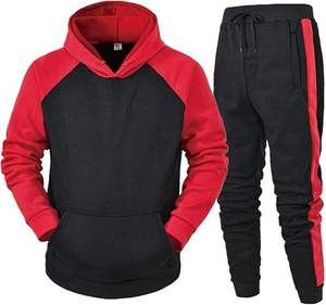 Ensemble sweat à capuche et pantalon de survêtement noir pour homme, couleur unie, manches longues, pantalon à cordon de serrage avec poches latérales, tenue d'automne - Product Image 4