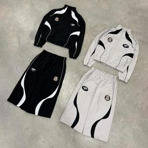 Ensemble veste et pantalon deux pièces en satin léger à carreaux avec logo personnalisé, coupe-vent d'hiver - Product Image 2