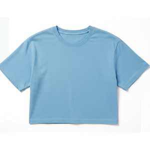 Camiseta Corta para Mujer, Cuello Redondo, Corte Ajustado, Algodón Suave, Informal, Verano, Estilo Urbano, Manga Corta, Ligera y Transpirable - Product Image 3