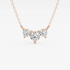 Colgante de Tres Piedras con Diamante Cultivado en Laboratorio de 1 Quilate, Cadena Ajustable, Joyería Elegante y Brillante, Regalo para Mujer - Product Image 3