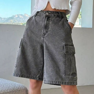 Shorts de Mezclilla para Mujer, Estilo Urbano, Transpirables, Impermeables, Resistentes al Viento, de Secado Rápido, Cintura Elástica, para Actividades al Aire Libre - Product Image 1