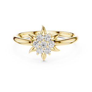 Bague en or massif 18 carats avec diamant de laboratoire en forme de fleur pour femme |   Bague de fiançailles élégante à motif floral |   Cadeau d'anniversaire de mariage - Product Image 5