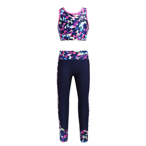 Geometric Print Yoga Set High Waist Leggings Racerback Sports <b>Bra</b> Quick Dry Spandex Polyester 2 Piece Workout Outfit - Product Image 3