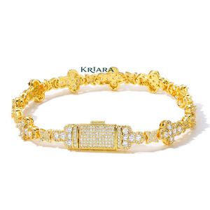 Pulsera de Cadena de Oro S925 con Moissanita, Corte Brillante Redondo, Diseño Geométrico con Micro Pavé, Joyería de Lujo Unisex - Product Image 3