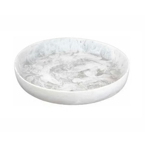 Plateau de service en polyrésine de haute qualité, vaisselle, assiettes, ustensiles de cuisine, plateau en résine minimaliste blanc à motif tourbillonnant, plateau en résine à motif marbré - Product Image 1