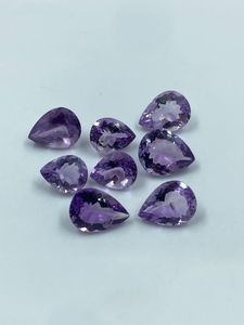 Piedra Preciosa de Amatista Natural, Corte Pera, 21.03 Quilates, Color Púrpura, 8x10, 9x12 mm, para Joyería, 8 Piezas - Product Image 5