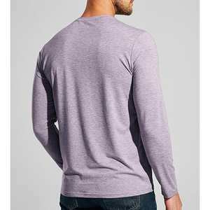 T-shirt en coton à manches longues pour homme, décontracté, uni, coupe confortable - Product Image 6