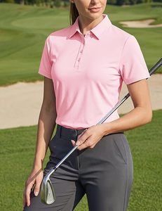 Women's <b>Pink</b> Short Sleeve Polo Shirt Solid Color Cotton Oxford Casual Wear - Product Image 4