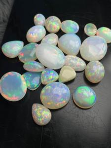 Lot de cabochons d'opale naturelle éthiopienne, formes variées, opale de feu multicolore, pierres précieuses lâches chatoyantes, sans traitements, 5-40 carats pour la joaillerie - Product Image 3