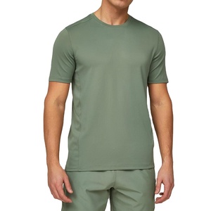 T-shirt de sport slim pour homme, respirant, uni, pour fitness et musculation, manches courtes, col rond, couleur unie - Product Image 1