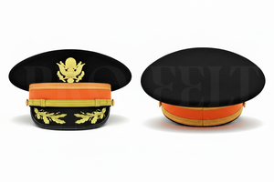 Premium Quality Black Gold Embroidered Peak Cap Orange Band Formal Uniform Style <b>Hat</b> Custom Design Outdoor Accessory Caps - Product Image 2