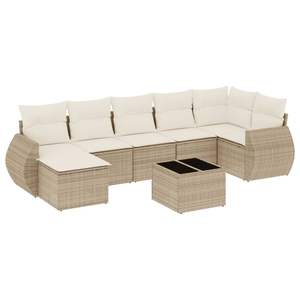 Ensemble de canapés de jardin beige en rotin avec coussins, mobilier de patio contemporain - Product Image 2
