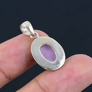 Colgante de Plata de Ley 925 con Kunzita Natural, Hecho a Mano, Joyería Fina, Piedra Ovalada, Venta al por Mayor, OEM y ODM, Engaste de Bisel, Piedra de Nacimiento - Product Image 3
