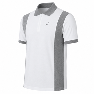 Polo de rendimiento personalizado para hombre, 220GSM, algodón, poliéster reciclado, piqué de nido de abeja, cremallera de cuarto, puños acanalados, OEM - Product Image 4