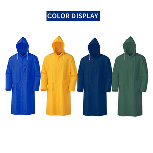Impermeable Amarillo con Capucha y Cuello Alto, Unisex, Corte Regular, Bolsillos, Cierre de Pullover, Color Sólido, para Uso en Exteriores - Product Image 4