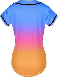 เสื้อซอฟต์บอลสำหรับผู้หญิง เสื้อกีฬาแบบติดกระดุมแบบกำหนดเอง แขนสั้น ระบายอากาศได้ดี ผลิตจากโพลีเอสเตอร์ สำหรับการฝึกซ้อมและการแข่งขัน - Product Image 3
