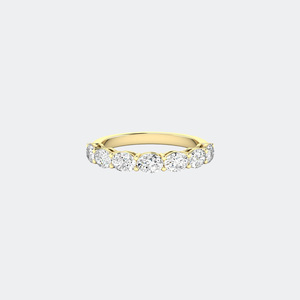 Bague demi-éternité en or 9 carats avec diamants ovales sertis à griffes, 1,00 carat au total - Product Image 1