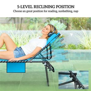 Set di 2 Sedie Pieghevoli Blu per Prendere il Sole all'Aperto - Product Image 3