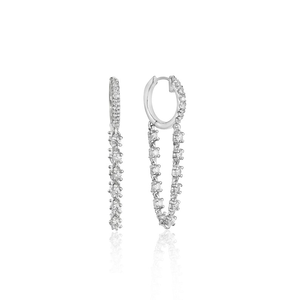 Classic Lab Diamond Hoop <b>Earrings</b> with <b>Dangle</b> Charm 14K 18K Solid <b>Gold</b> Elegant Diamond <b>Dangle</b> Fine Jewelry Gift - Product Image 4