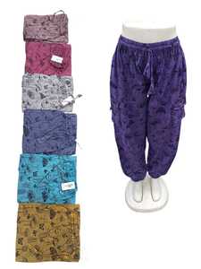 Pantalon Harem Cargo Bohème d'été en Coton pour Femme, Motif Géométrique, Taille Élastique, Imprimé Champignon – Vente en Gros - Product Image 1