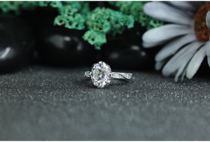 Factory Price Oval Cut Moissanite Engagement <b>Ring</b> 925 <b>Silver</b> Rhodium Plated Vintage Wedding <b>Ring</b> for Women - Product Image 3