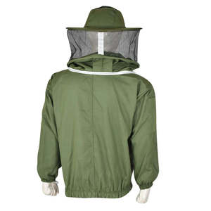 Veste de protection pour apiculteur avec voile amovible, respirante, en polyester et coton vert, coupe ample - Product Image 2