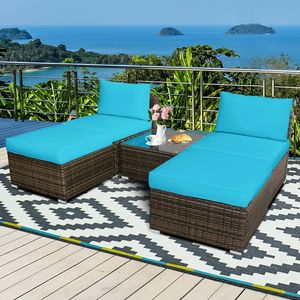 Set di 5 sedie lounge in vimini con cuscini lavabili con cerniera - Product Image 3