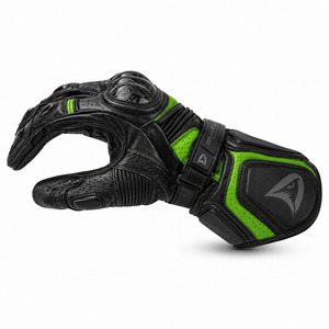 Guantes de Carreras DRAVELLE de Cuero, Dedos Completos, Verde y Negro, Transpirables, con Protección para la Palma, Cierre de Velcro, Unisex - Product Image 3