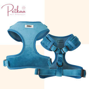 <span class=keywords><strong>Harness</strong></span> Anjing Custom Petkaa <span class=keywords><strong>2026</strong></span> Bahan Beludru Desain Baru Gaya Kustom Logo Personal Tanpa Tarik dengan Set Tali dan Kalung Mewah Laris Manis - Product Image 1
