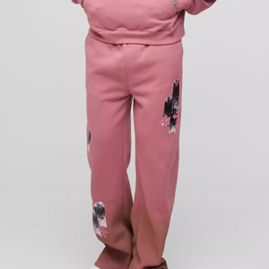 Survêtement d'extérieur OEM vintage streetwear en coton, pantalon évasé oversize imprimé pour homme - Product Image 5