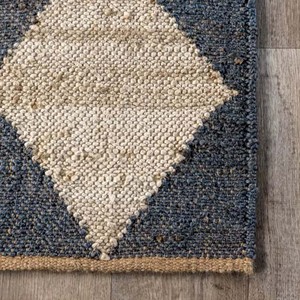 Handwoven Diamond Pattern Jute Area Rug Modern Geometric Cotton Flat <b>Weave</b> Carpet Living Room Bedroom Hallway Home Decor Rug - Product Image 4