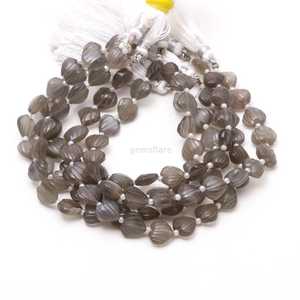 Cuentas de piedra lunar gris natural talladas en forma de corazón de 10-11 mm, cuentas de piedra lunar talladas a mano, cuentas sueltas para la elaboración de joyería. - Product Image 6