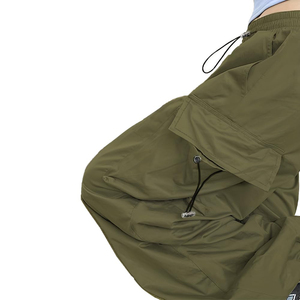 Women's Olive Green Cargo <b>Pants</b> High Waist Loose Fit Drawstring Closure Multi Pockets Casual Style Full Length <b>Pants</b> for Women - Product Image 6
