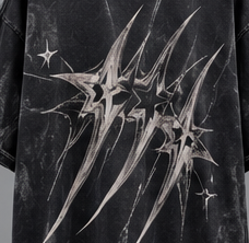 T-shirt noir oversize pour homme, manches courtes, col rond, imprimé graphique étoile, style streetwear - Product Image 5