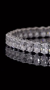 Pulsera de tenis con diamantes simulados de corte ovalado para mujer |   Diamante de Laboratorio Certificado IGI Chapado en Oro de 18K de Lujo |   Elegante Fiesta Nupcial - Product Image 5