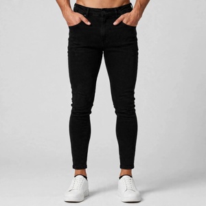 Jeans de Mezclilla Negros para Hombre, Corte Recto, Cintura Media, Estilo Hip Hop, Casual, de Algodón, para Otoño - Product Image 1