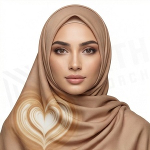 Hiyab de Chifón Beige para Mujer con Estampado Digital de Hojas, Transpirable, para Uso Diario, Pañuelo Étnico de Oriente Medio - Product Image 2
