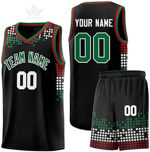 Conjunto de Camiseta de Baloncesto Personalizada con Impresión por Transferencia de Calor, Poliéster/Algodón, Nombre del Equipo, Número 00, Malla Transpirable, Cintura Elástica, Sin Mangas - Product Image 3